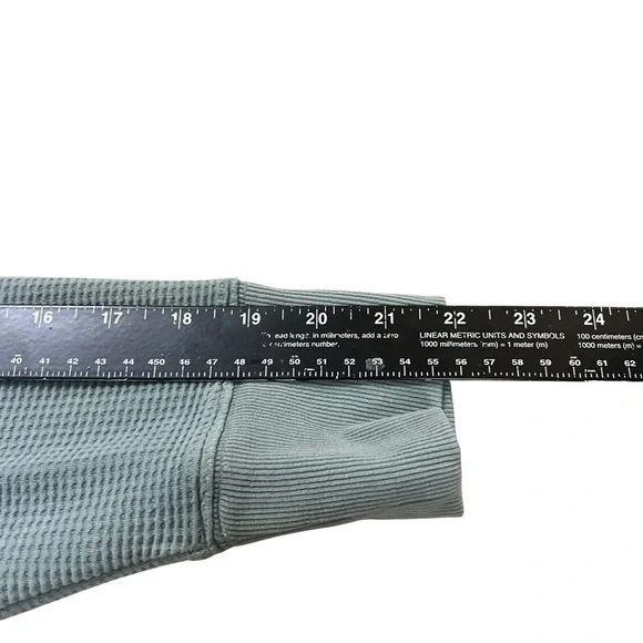 Athleta Blue textured knit women’s pullover hooded top SZ M - Picture 7 of 8